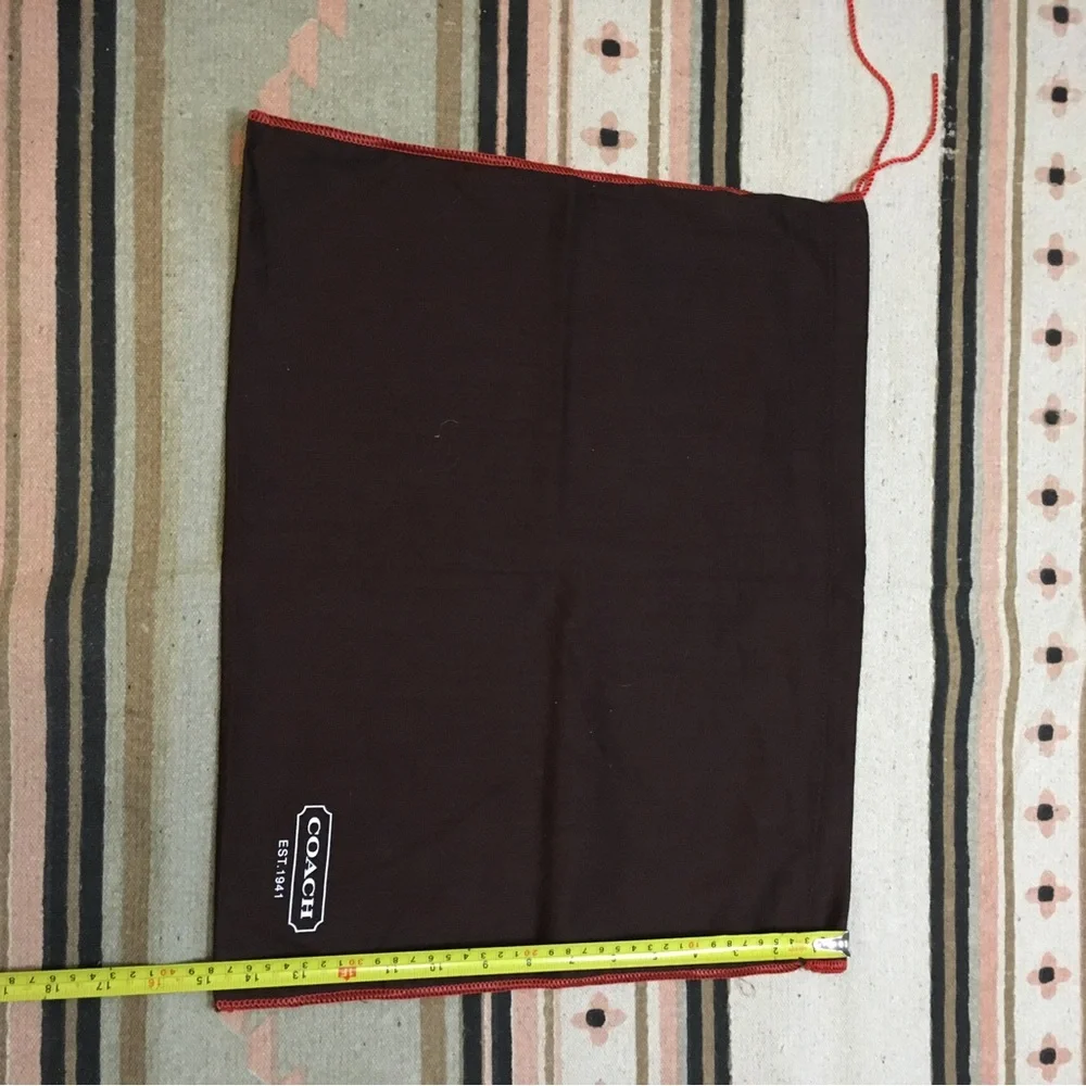 Coach Large brown soft red trim drawstring dustbag